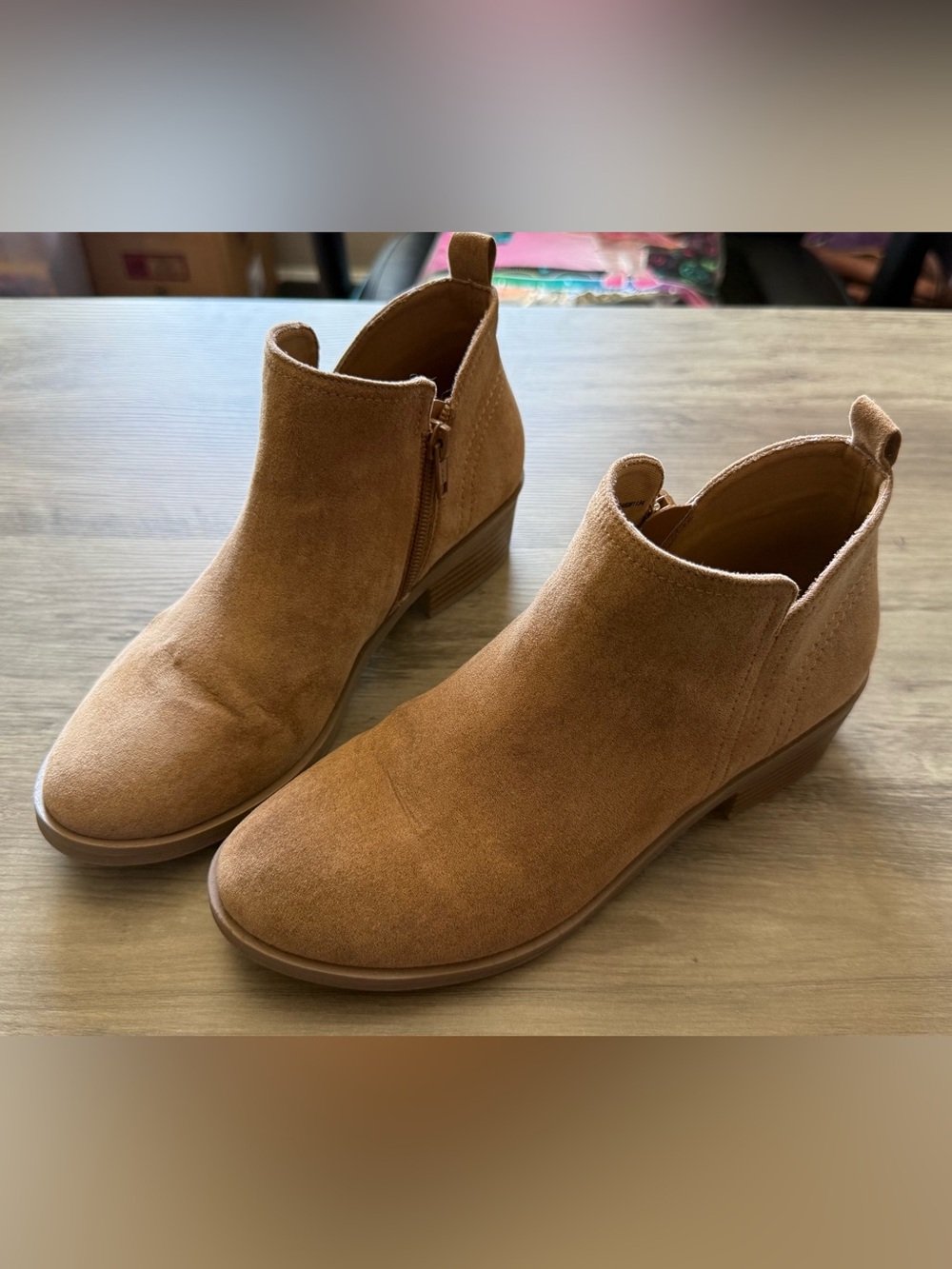 Women's Suede Ankle Booties in Tan - Sleek Everyday Style